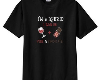 Hybrid, Run On Chocolate And Wine New T Shirt, S M L XL 2X 3X 4X 5X