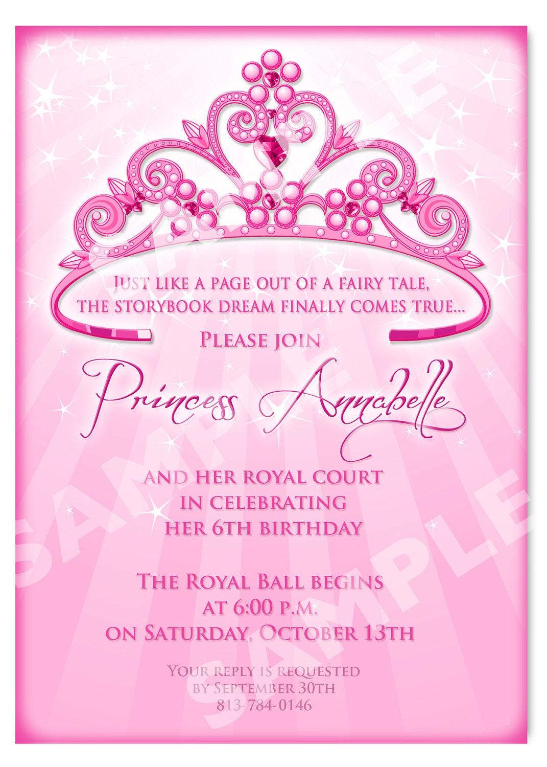 Princess Birthday Invitation DIY Princess Crown Birthday
