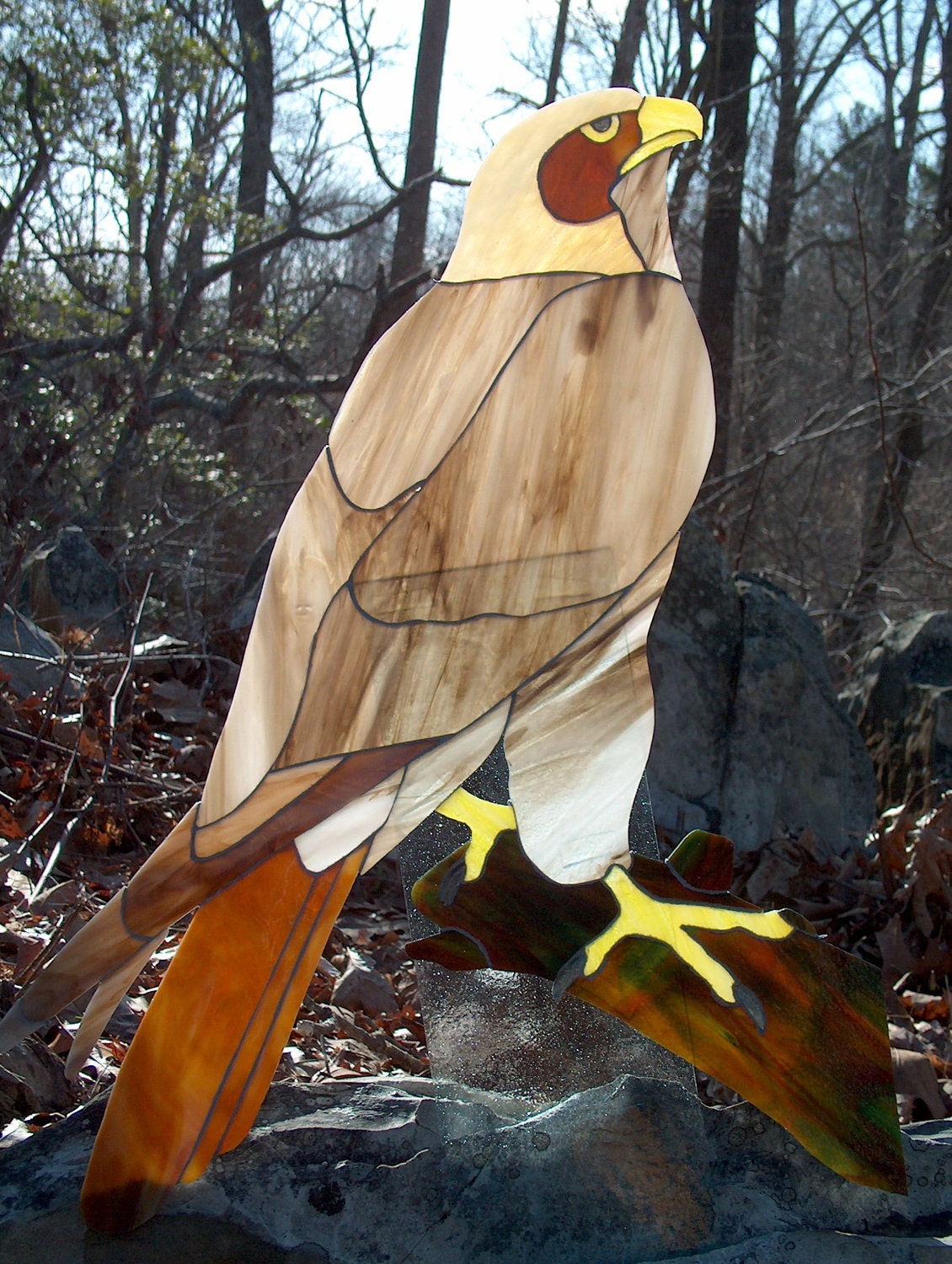 Red Tailed Hawk done in Stained Glass lead free about 25