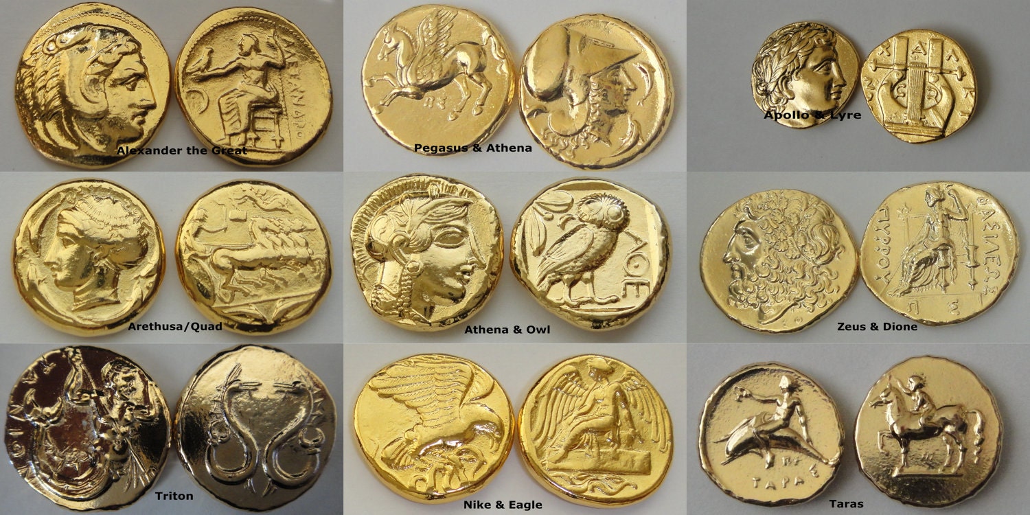 9 Most Famous Greek Coins 24K Gold Plate ONLY by GoldenArtifacts