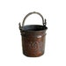 Vintage copper BUCKET hand ETCHED & FORGED pot - Rustic country farmhouse cottage barn decor - Ornate brass handle - Old natural brown pail