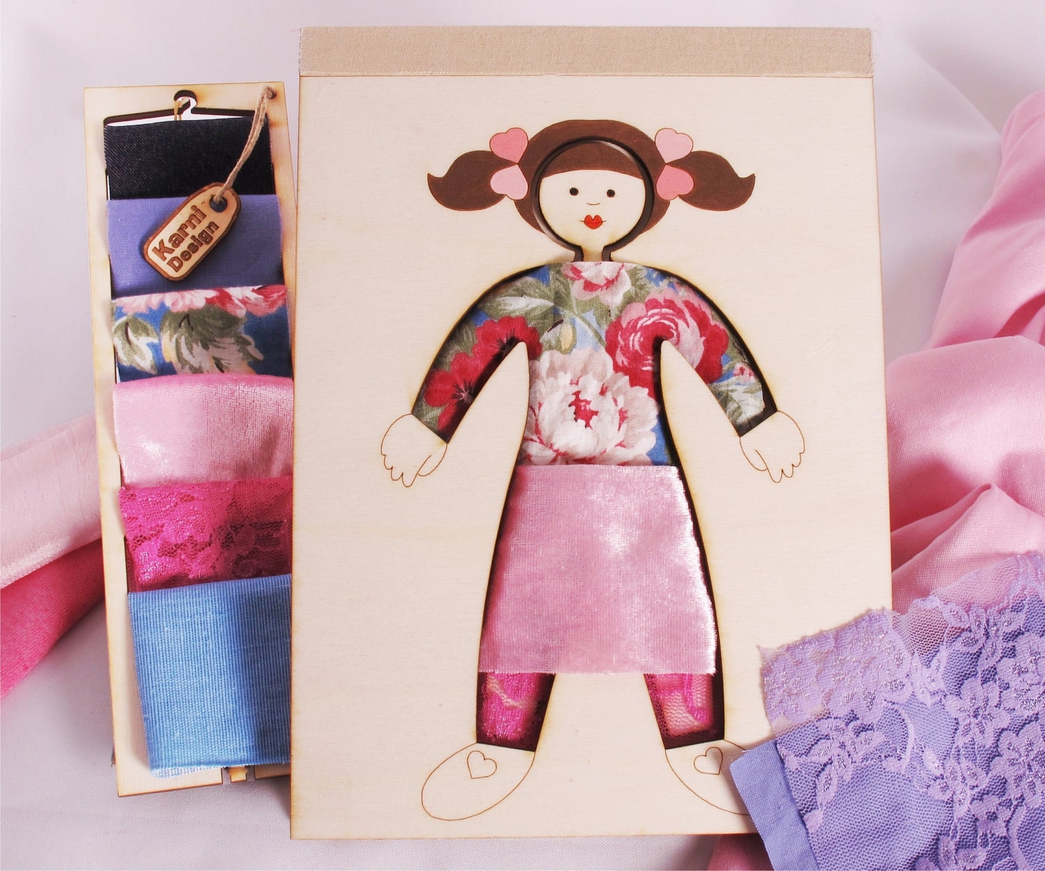 Girl Dress Up Creativity Kit Wood and Fabric Fashion Toy