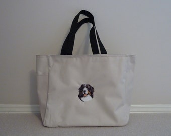 Bernese Mountain Dog embroidered to te bag ...
