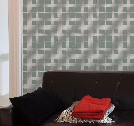 Items similar to Cozy Plaid Stencil 202: Reusable Wall Stencils for DIY