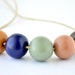 Handmade Colorful Round Polymer Clay Beads Necklace on Beige Leather Cord, Handmade Jewelry