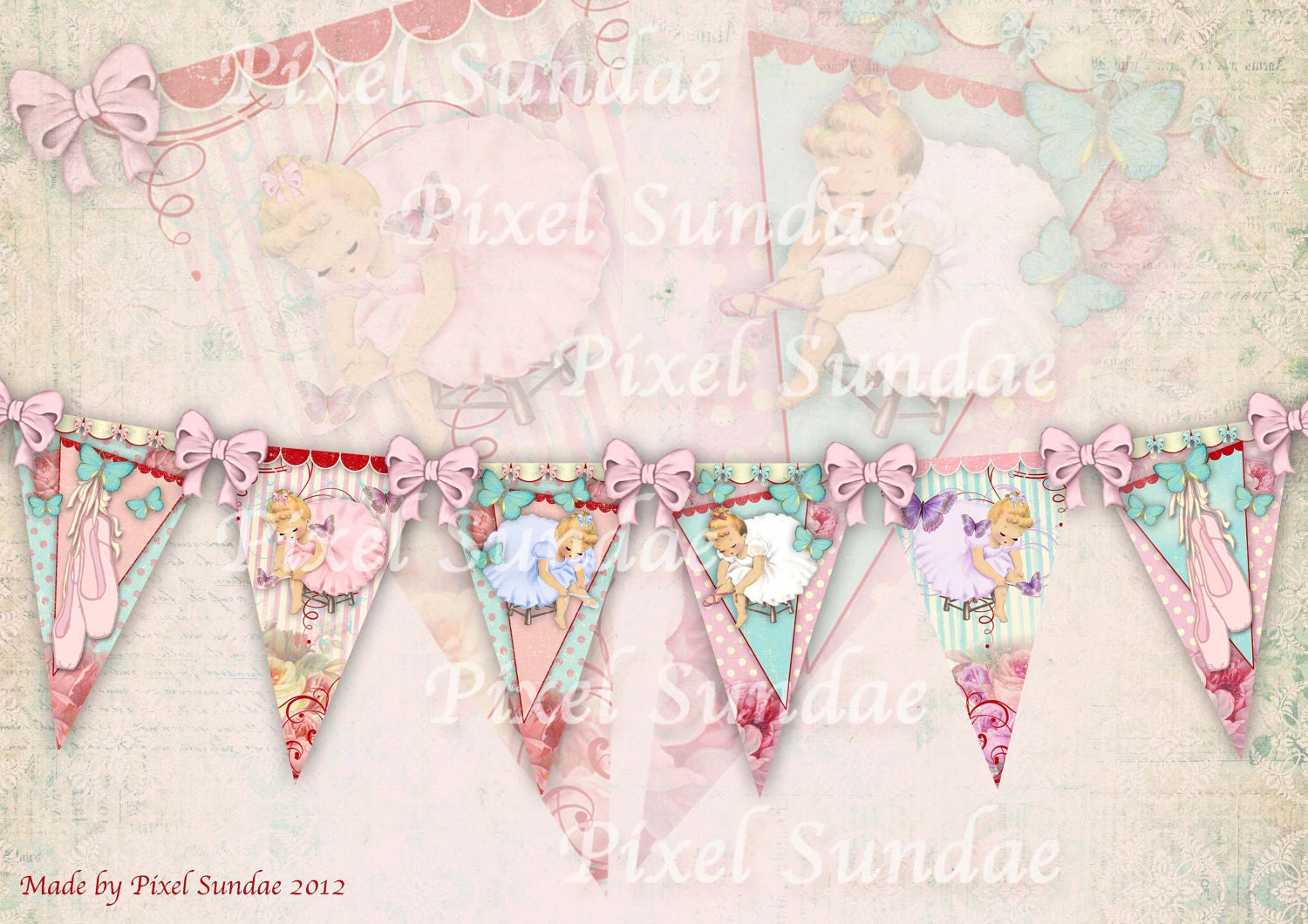 shabby chic ballerina banner instant digital download shabby chic ballerina banner instant digital download