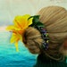 SALE Christmas in July 25% off, Honolulu - Tropical Bun Belt, yellow hibiscus flower for your hair bun