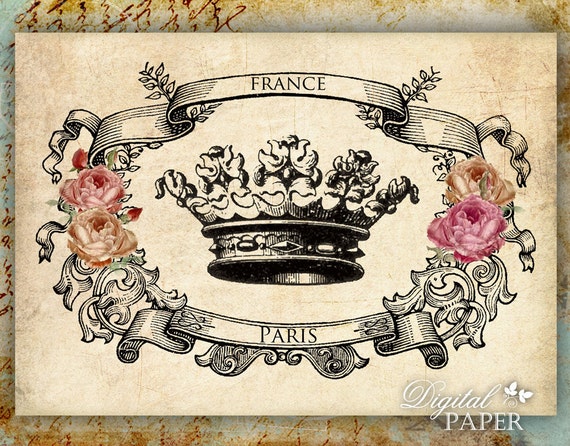 France Paris - Large Image - digital collage - set of 2 sheet - Printable Download