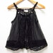 1960s sexy black sheer nylon flyaway baby doll lingerie top - small - vegan