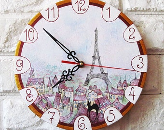 The Spring in Paris Wall Clock Home Decor, wall clocks handmade