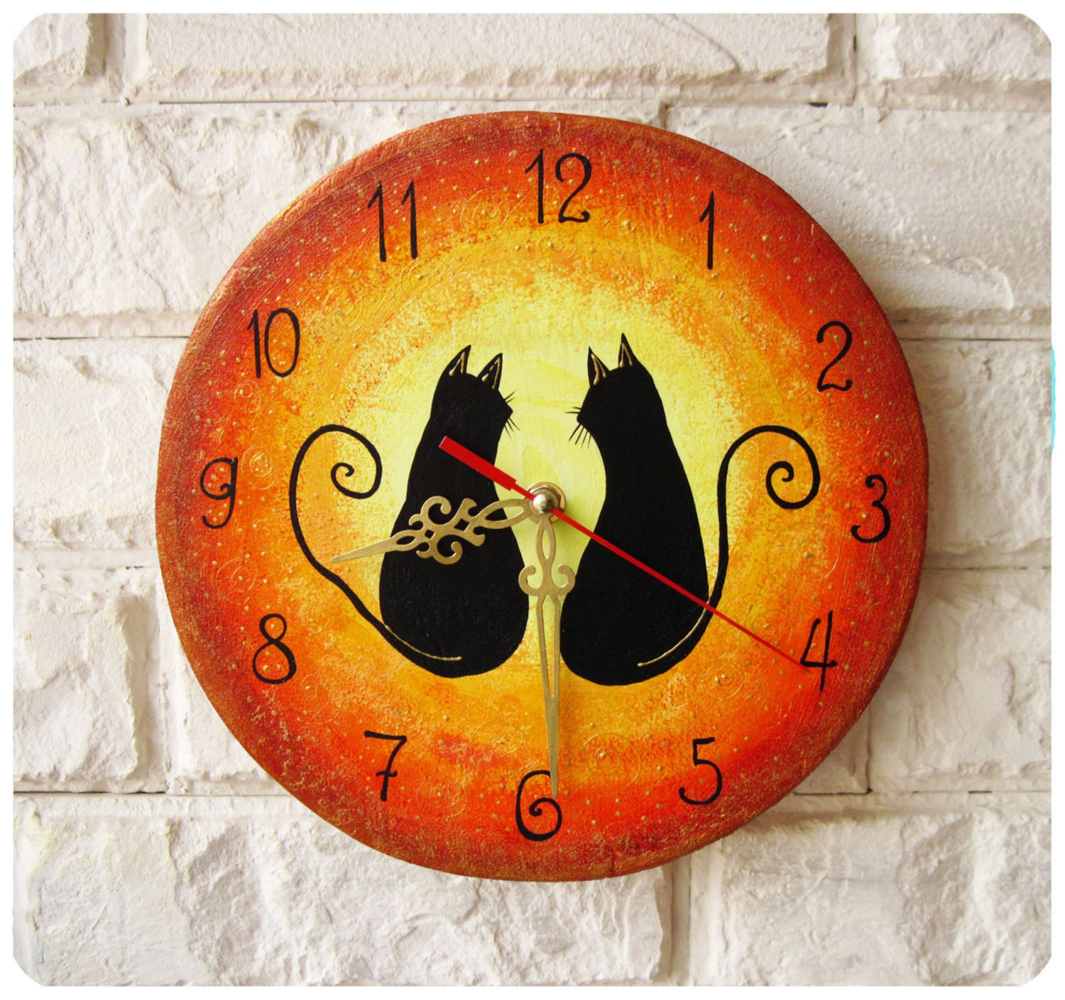 Часы с котом настенные