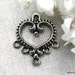 5 Tibetan Silver Heart Connector/Charm