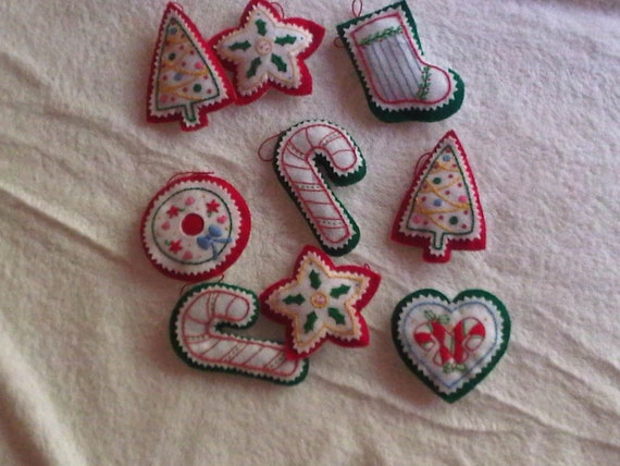 Hand Embroidered Felt Christmas Ornaments by yourgalfridayfl
