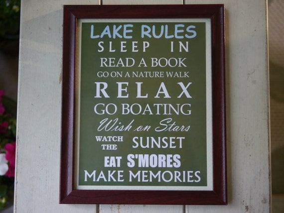 Lake Rules Framed Sign by FollowingFriends on Etsy