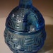 Vintage Blue Basketweave Honey Pot-Jam Jar//Treasury Item