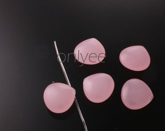 6pcs-14mmX14mm Candy Jade puff Teardrop 6Colors-Baby Pink (L119-B)