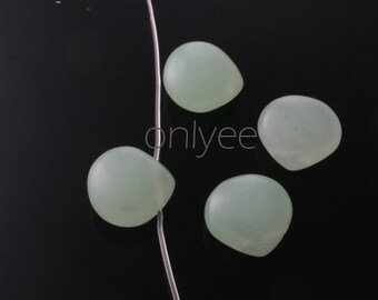 6pcs-14mmX14mm Candy Jade puff Teardrop 6Colors-Baby Green (L119-c)