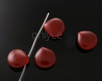 4pcs-13mmX13mm Candy Jade puff Teardrop Redish Brown (L120)