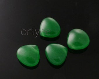 20pcs-11mmX11mm Candy Jade puffy Teardrop 7Colors-Green (L121-B)