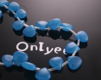 6pcs-11mmX11mm Briolette Candy Jade puffy Teardrop 9Colors-Navy Blue (L121-H)