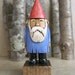 Hand Carved Blue and Red Gnome