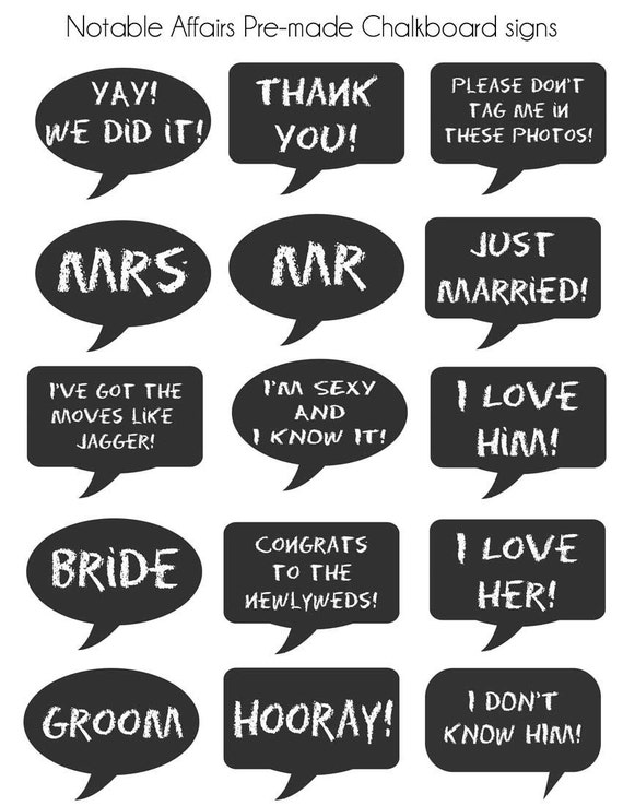 INSTANT DOWNLOAD Premade Chalkboard Signs for weddings