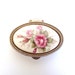 Vintage Metal Pill Box Oval with Floral Pattern Porcelain Spring