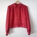 Vintage Red Blouse Long Sleeve with Floral Pattern Large Christmas Womens Clothes