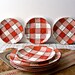Vintage Orange Plaid / Check Japanese Plates / Set of 8