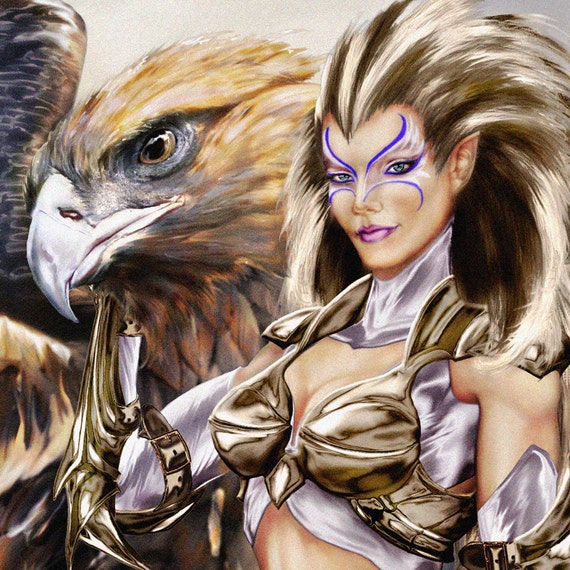 Valkyrie 8.5 x 11 fine art print. Warrior Angel and Eagle mount.