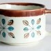 Vintage Soup Mug Ceramic Hand Painted Brown Tan Teal Spring Blooms