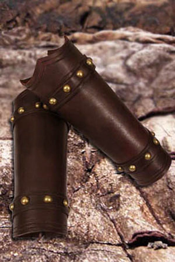 Leather Arm Guard Braces Handmade and Fastened by Laces in