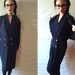 High Fashion Womens Vintage Black Horizontally Golden Sparkle Striped Long Sleeve V Neck 80s Dress / Small / Medium / Dawn Joy Fashions