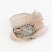 Sand Dollar Silk Ribbon Bracelet Beach Chic Sea Life Jewelry Eco Friendly Fine Silver Bracelet, Khaki, Under 75