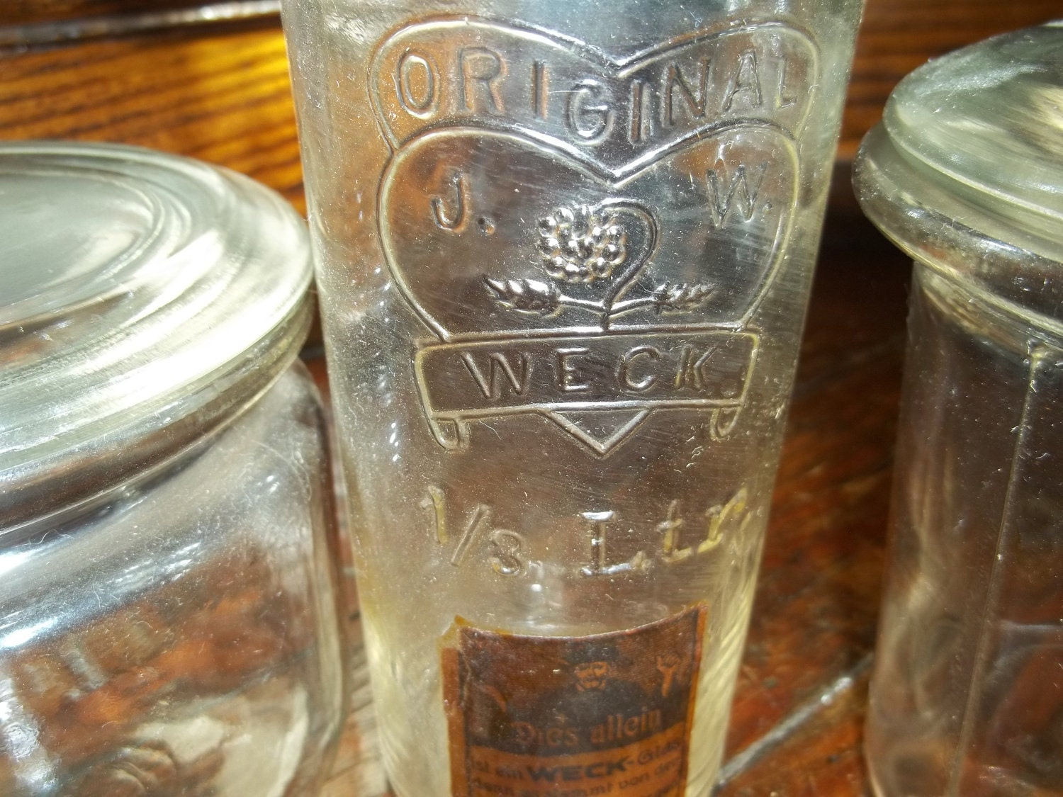 Set of 4 Antique Weck Canning Jars with Glass lids by kevinforst