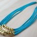 Echo Necklace - Turquoise/Gold/Leather Suede/Brass/Magnetic Clasp