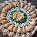 Vintage Doily, Crochet, Yellow, White, Green, Round, Rose