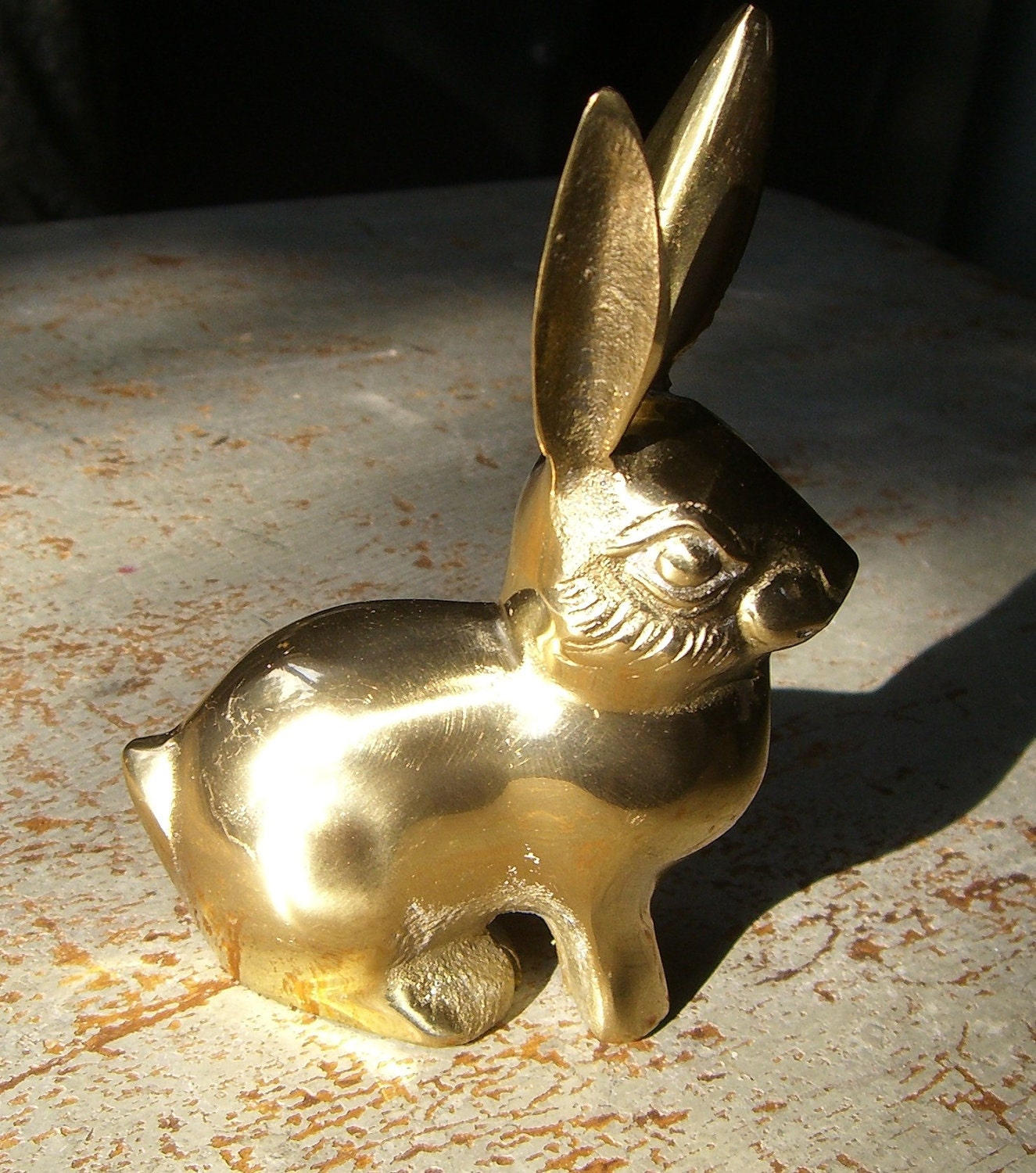 Vintage Figurine Brass Bunny / Rabbit Solid Brass