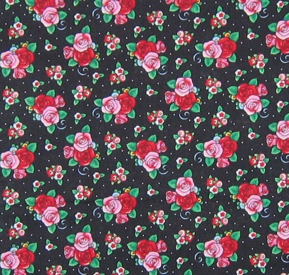 One yard of Mary Engelbreit OOP fabric red and pink roses