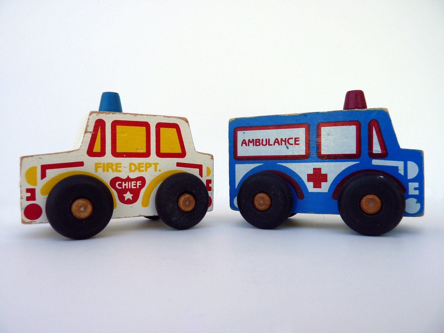 Vintage Wooden Toy Cars: Fire Truck and by Modernvintagenursery
