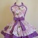 Womens Full Apron with Lilac and Purple Flower pattern