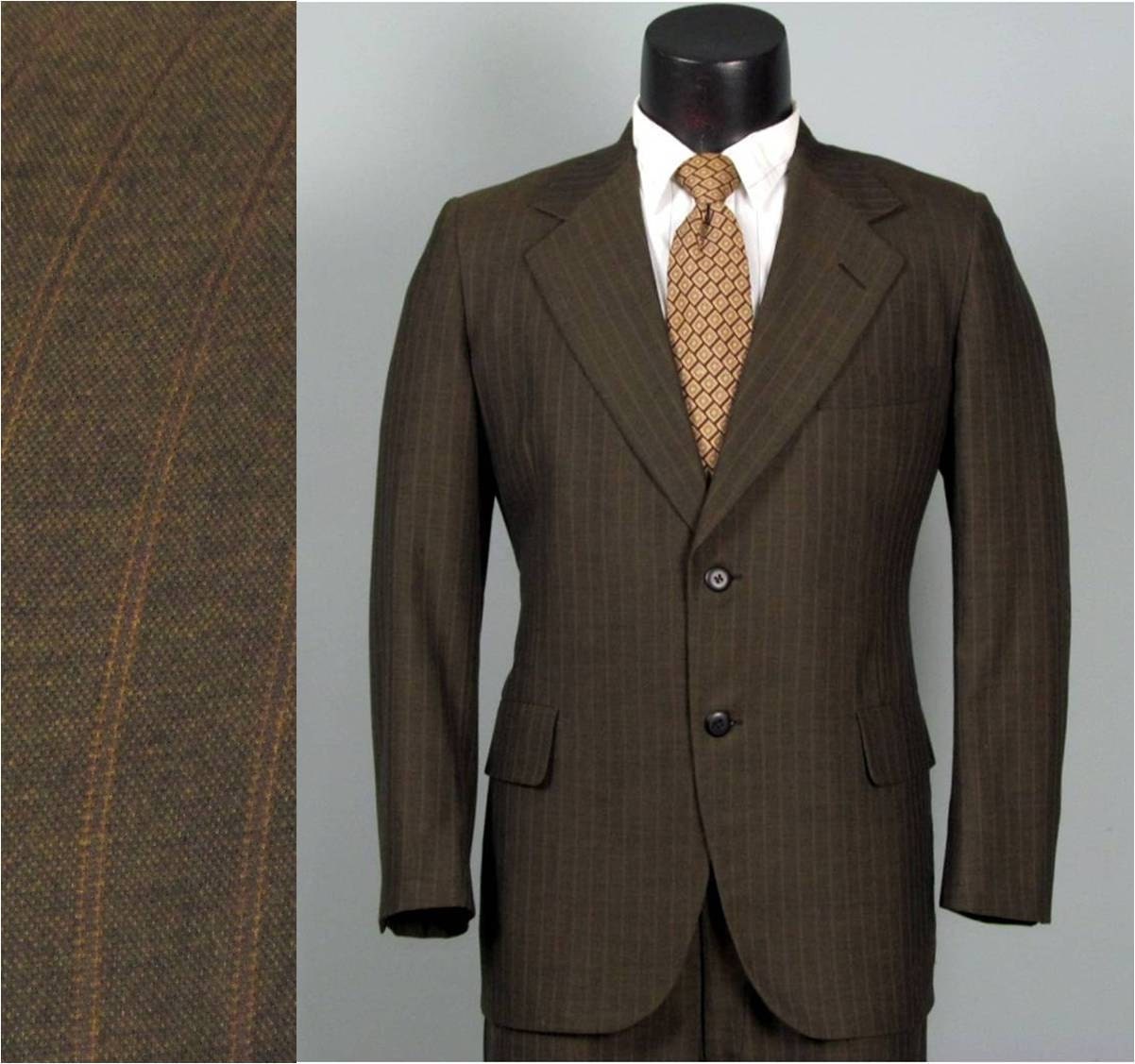 Vintage Mens Suit 1960s Chocolate Brown Pinstriped Lightweight 1960s Mens Suits