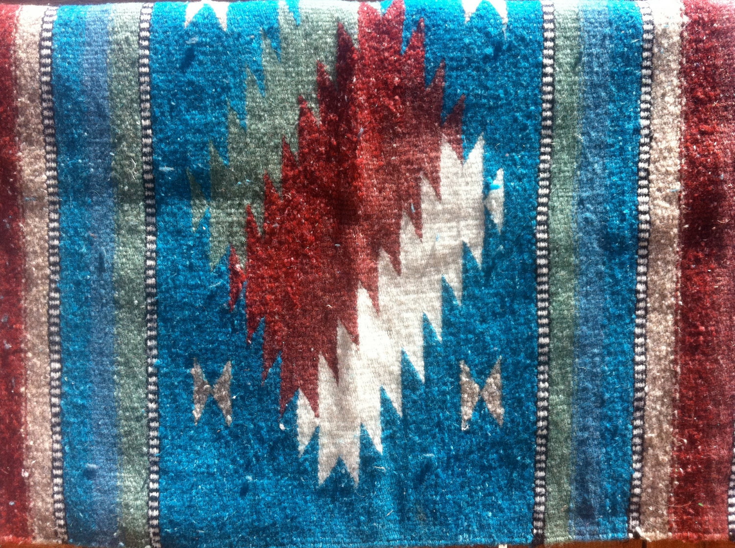 vintage woven wool native american handmade HOPI rug 1980s