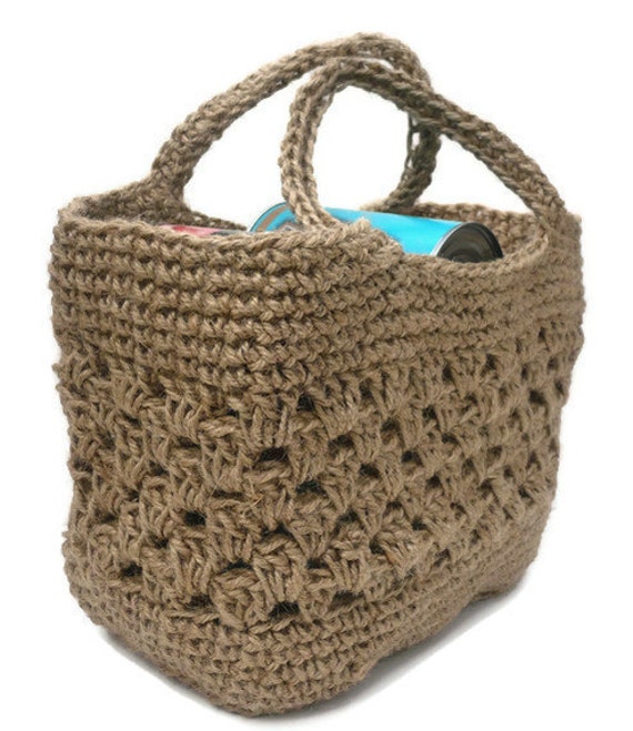 Tote Shopping Bag. Strong Crocheted Jute. Made in England.