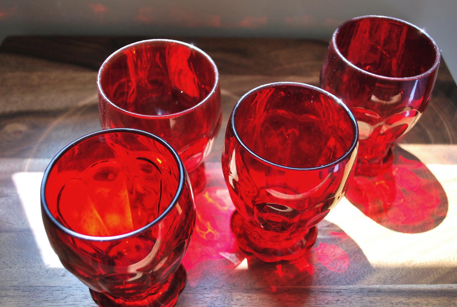 Set Of Four Red Drinking Glasses