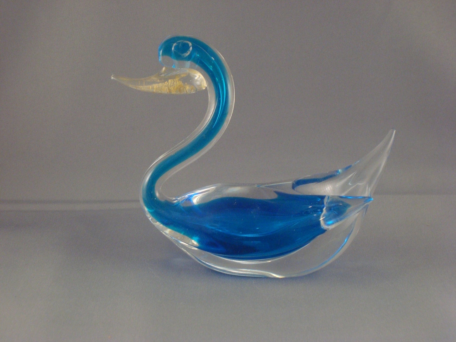 blue glass swan figurine