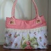 Pretty Coral & Lilac Floral Lace Handbag ..Purse ..shoulder bag