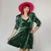 Emerald Green CRUSHED VELVET Renaissance-Inspired Mini Dress