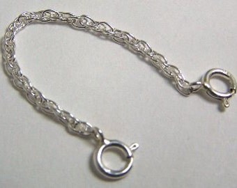 2 1/2 Inch Sterling Silver Rope Chain Safety Chain- FREE SHIPPING in the US-