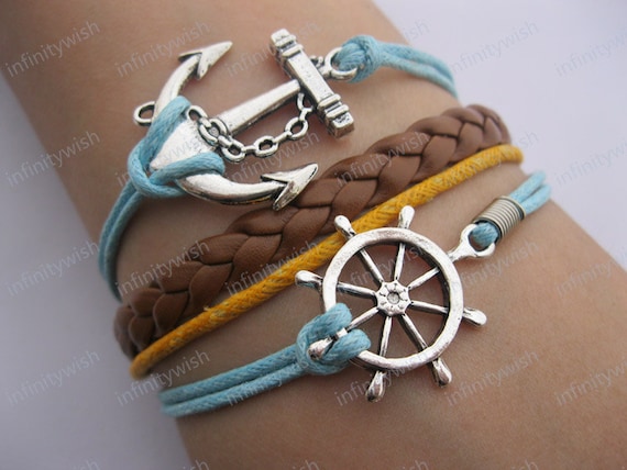 Bracelet-Sailing times bracelet,rudder bracelet,anchor bracelet-Z186